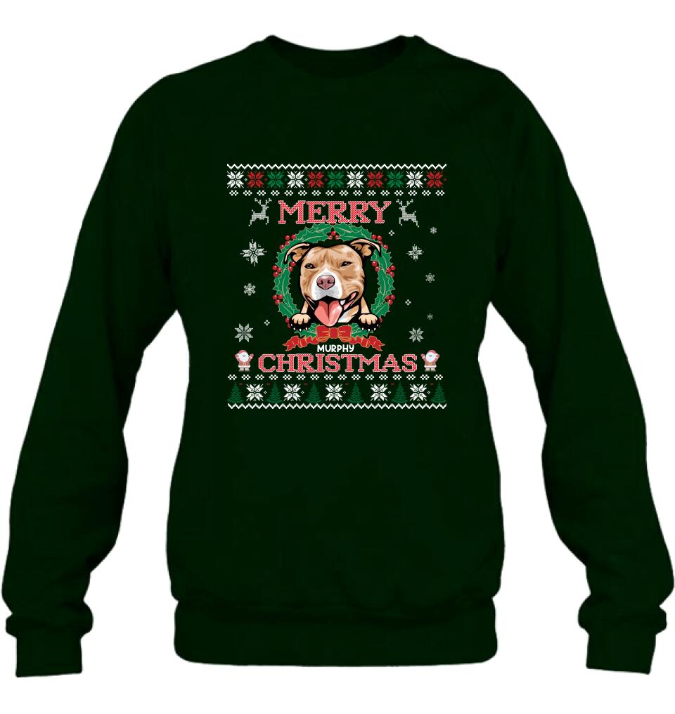 Personalized Dog Sweatshirt - Up to 5 Dogs - Best Gift For Dog Lover - Merry Christmas