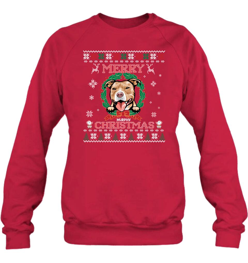 Personalized Dog Sweatshirt - Up to 5 Dogs - Best Gift For Dog Lover - Merry Christmas