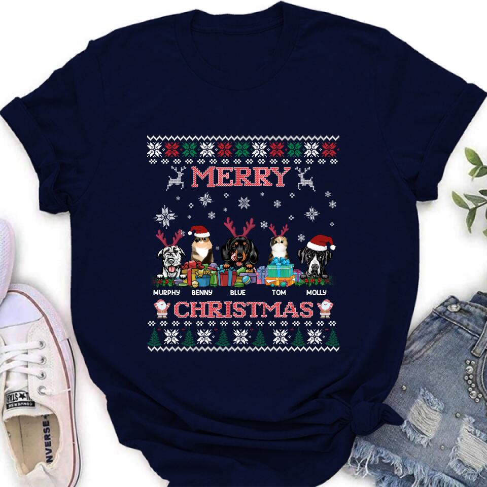 Personalized Pet Sweatshirt - Up to 5 Pets - Best Gift For Pet Lover - Merry Christmas