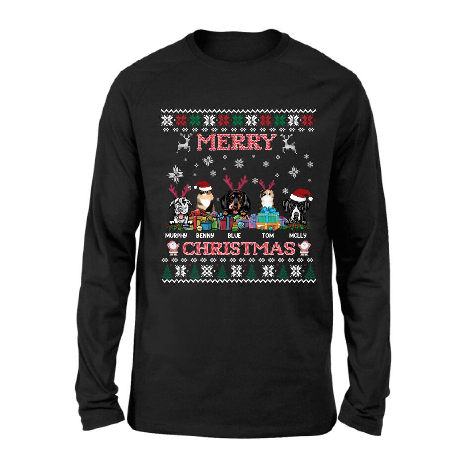 Personalized Pet Sweatshirt - Up to 5 Pets - Best Gift For Pet Lover - Merry Christmas