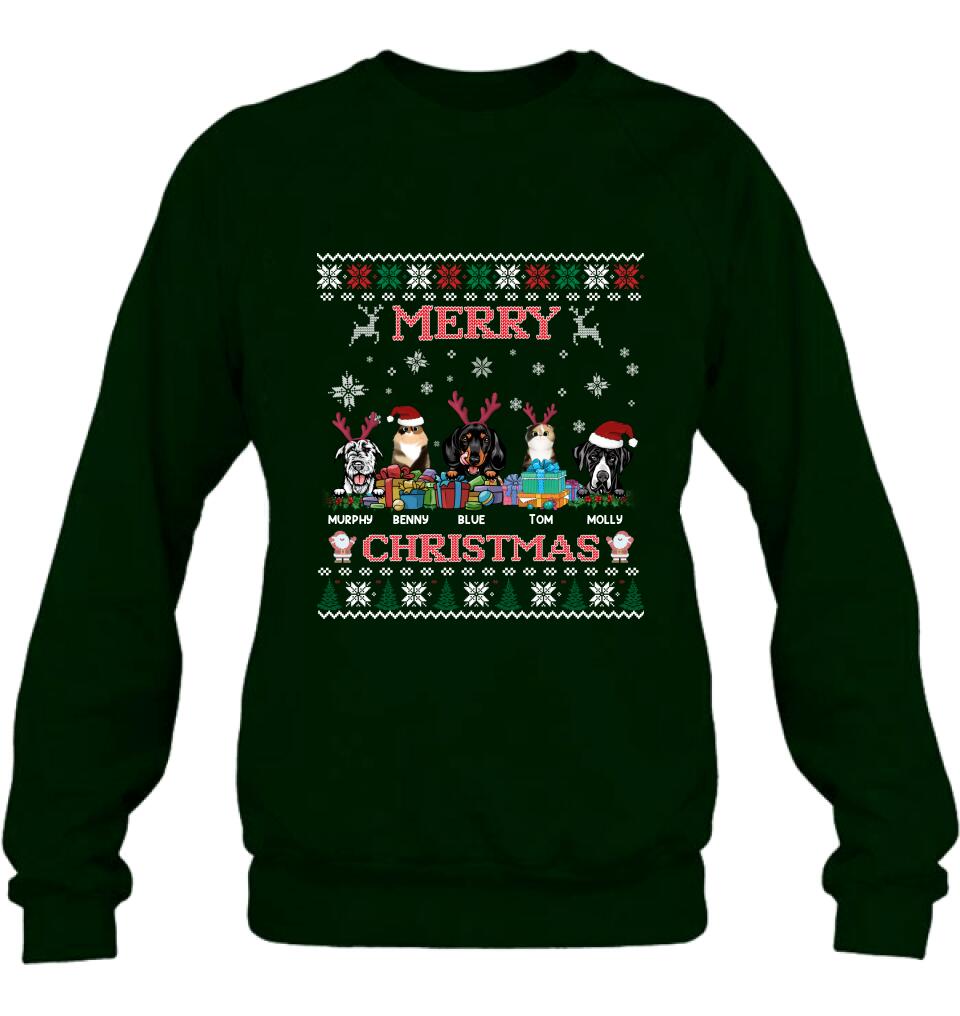 Personalized Pet Sweatshirt - Up to 5 Pets - Best Gift For Pet Lover - Merry Christmas