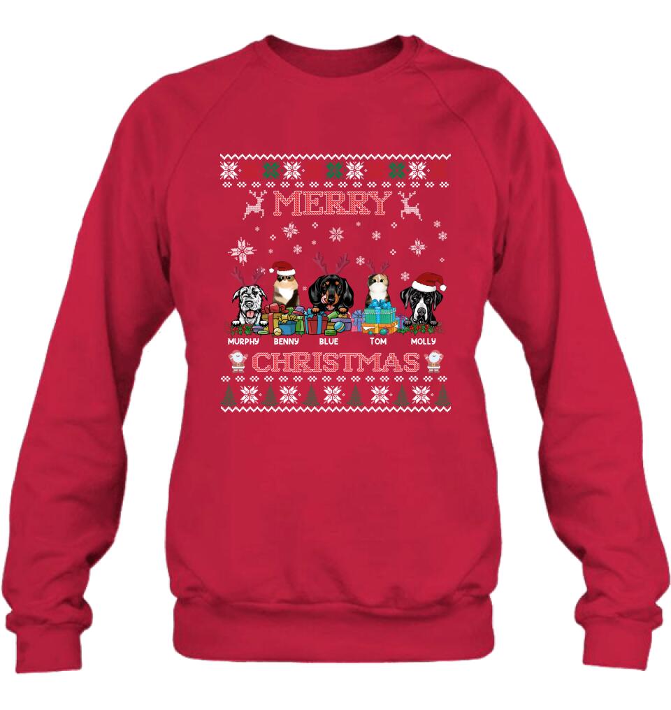 Personalized Pet Sweatshirt - Up to 5 Pets - Best Gift For Pet Lover - Merry Christmas