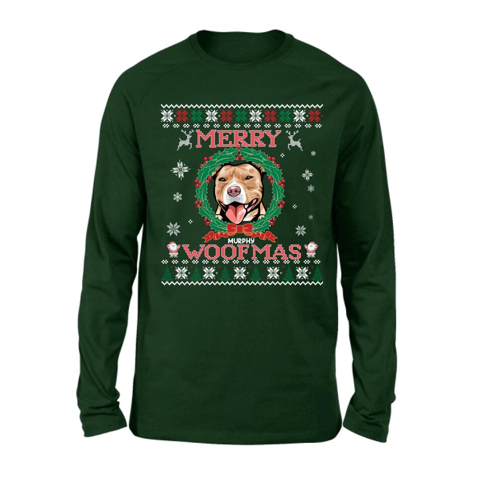 Personalized Dog Sweatshirt - Up to 5 Dogs - Best Gift For Dog Lover - Merry Woofmas