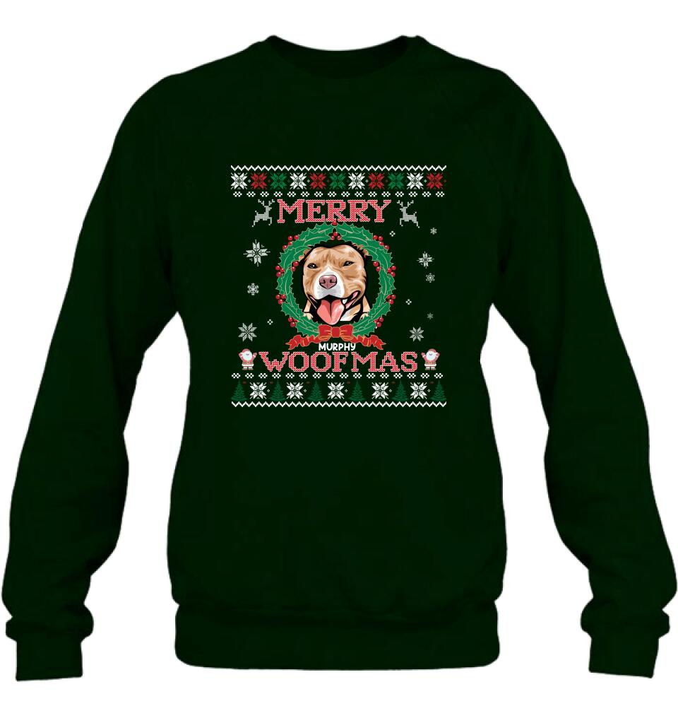 Personalized Dog Sweatshirt - Up to 5 Dogs - Best Gift For Dog Lover - Merry Woofmas