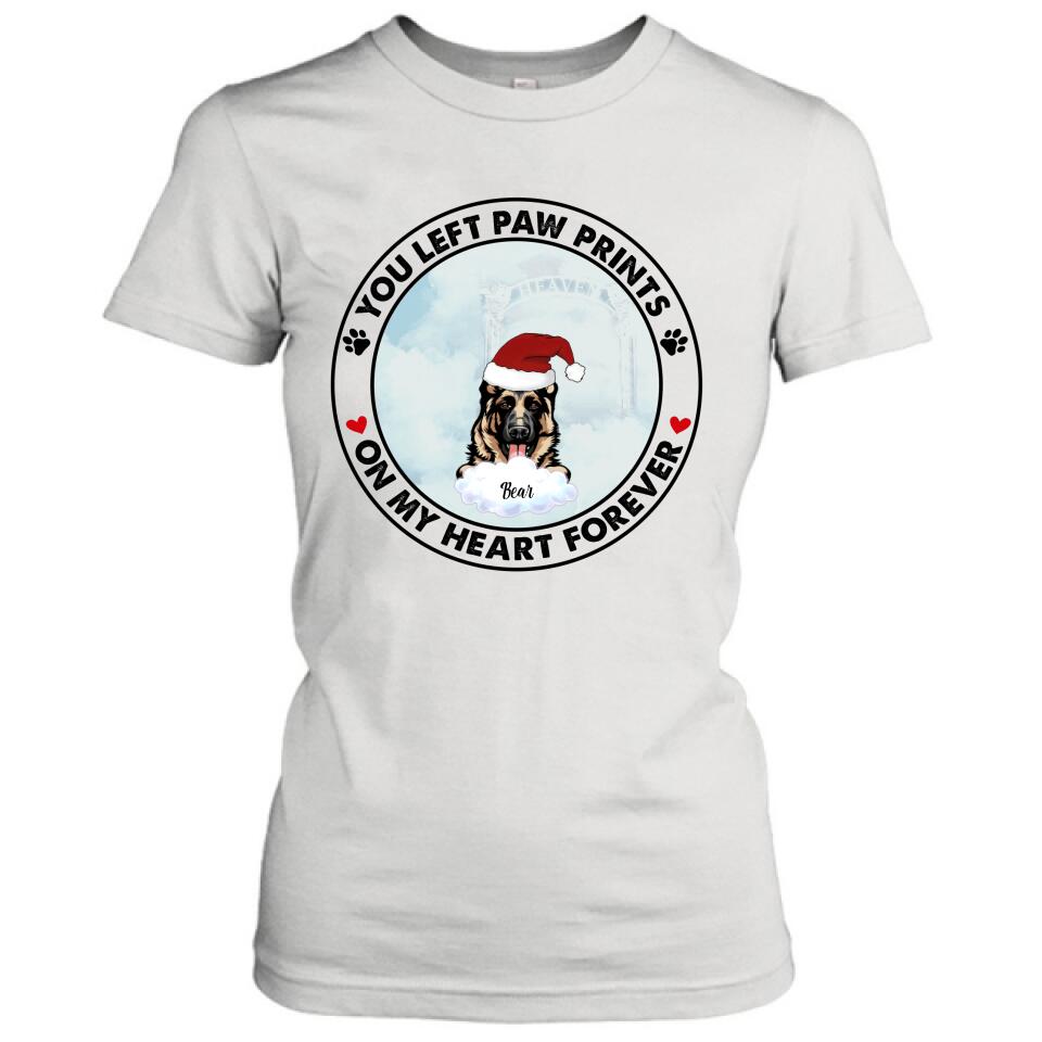 Personalized Pets In Heaven Shirt/Pullover Hoodie - Up to 3 Pets - Best Gift For Cat Lover/Dog Lover - You Left Paw Prints On My Heart Forever