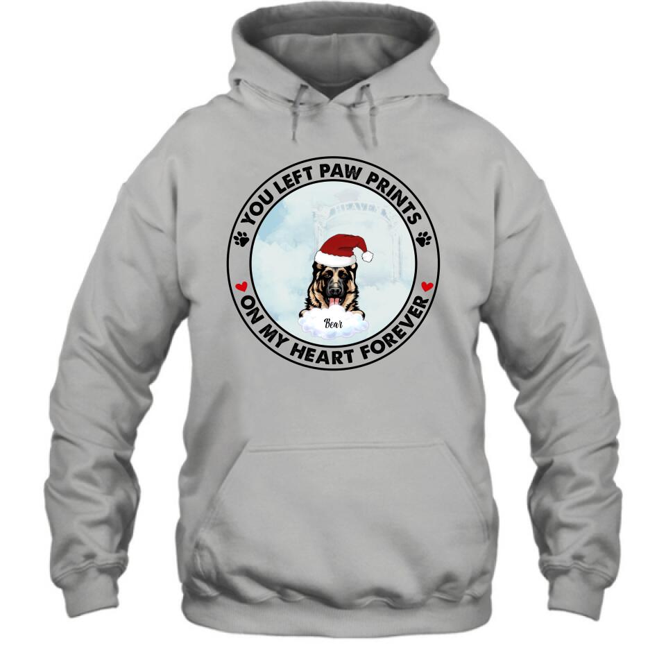 Personalized Pets In Heaven Shirt/Pullover Hoodie - Up to 3 Pets - Best Gift For Cat Lover/Dog Lover - You Left Paw Prints On My Heart Forever