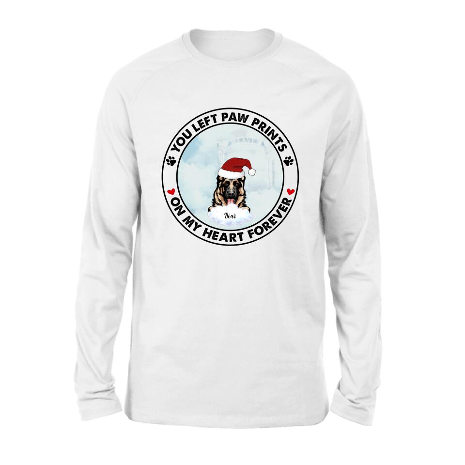 Personalized Pets In Heaven Shirt/Pullover Hoodie - Up to 3 Pets - Best Gift For Cat Lover/Dog Lover - You Left Paw Prints On My Heart Forever