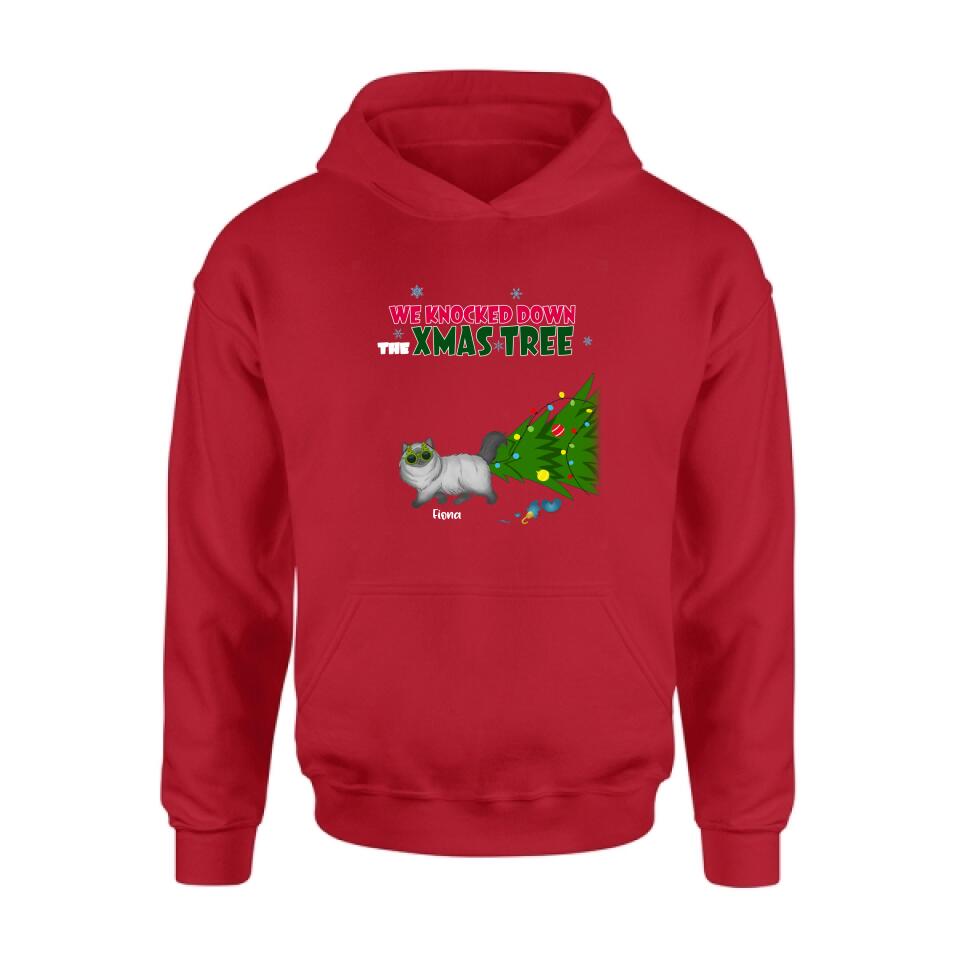 Personalized Christmas Cat Shirt/Pullover Hoodie - Up to 4 Cats - Best Gift For Cat Lovers - We Knocked Down The Xmas Tree