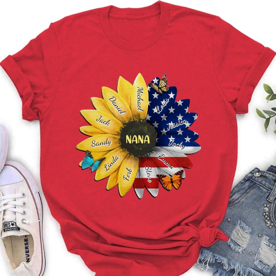 Personalized Sunflower Shirt - Up to 12 People - Independence Day Gift For Family