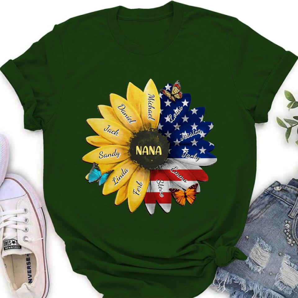 Personalized Sunflower Shirt - Up to 12 People - Independence Day Gift For Family