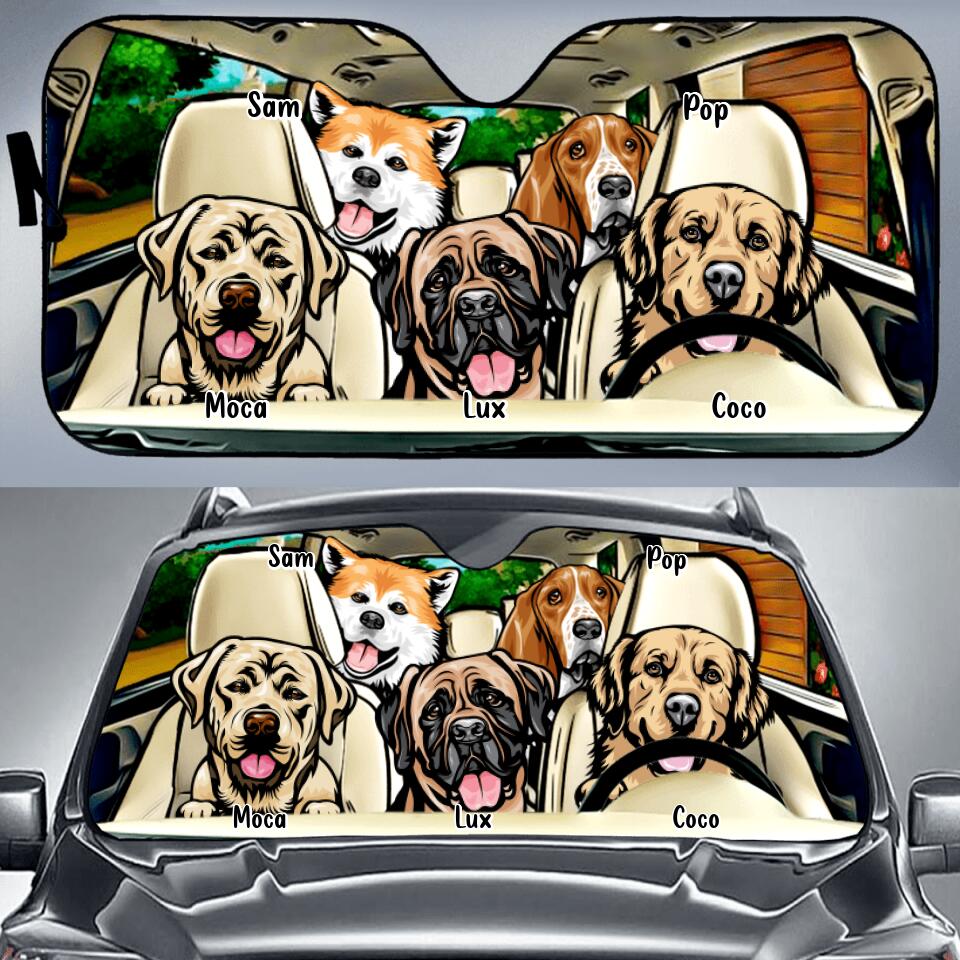 Personalized Pet Windshield Sunshade - Up to 5 Dogs/Cats - Gift Idea For Dog/Cat Lover