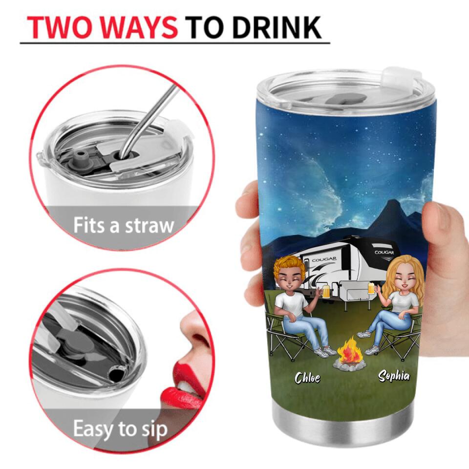 Personalized Camping Friends Tumbler - Up to 7 People - Gift Idea For Friends/Camping Lover - Life Is Better When You're Camping With Friends