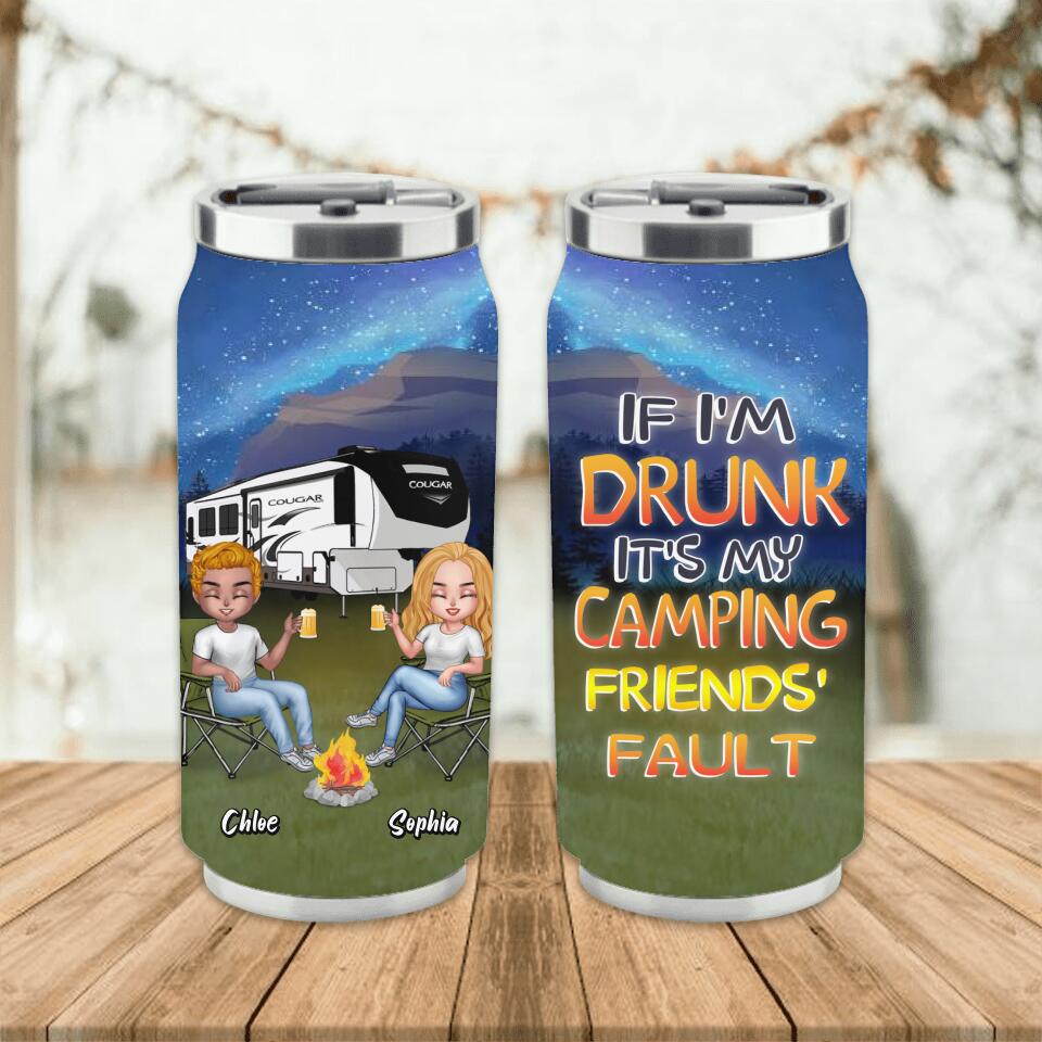 Personalized Camping Friends Soda Can Tumbler - Up to 7 People - Gift Idea For Friends/Camping Lover - Apparently We're Trouble When We Are Together Who Knew