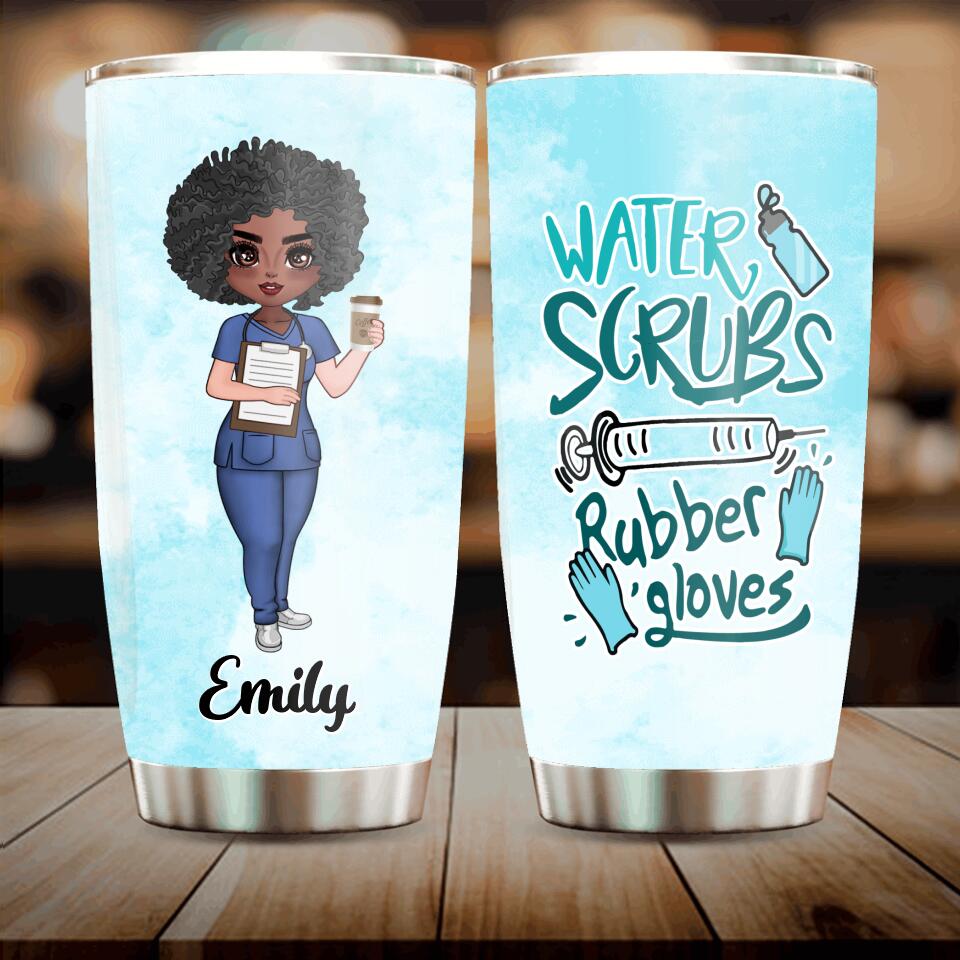 Personalized Nurse Tumbler - Gift Idea For Doctor, Nurse - Water Scrubs & Rubber Gloves
