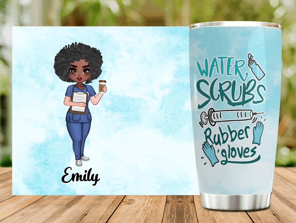 Personalized Nurse Tumbler - Gift Idea For Doctor, Nurse - Water Scrubs & Rubber Gloves