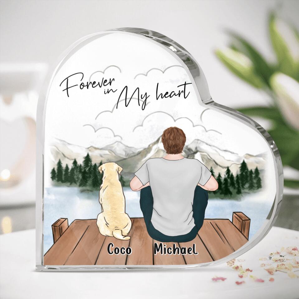 Personalized Dog Dad Crystal Heart - Gift for Dog Dad, Dog Lovers - Up to 4 Dogs - Forever in my heart