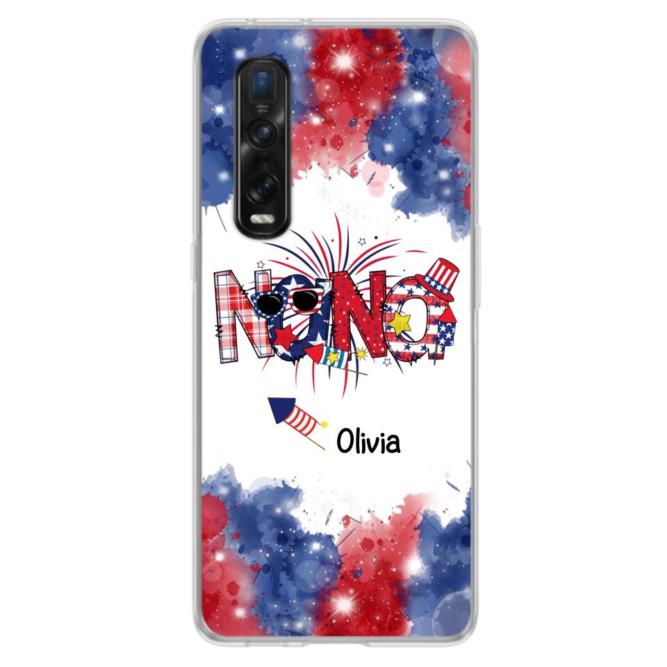 Custom Personalized Grandma Phone Case - 4th of July Mimi Phone Case With Child Names - Up To 10 Children - Gift Idea For Grandma - Cases For Oppo, Xiaomi And Huawei