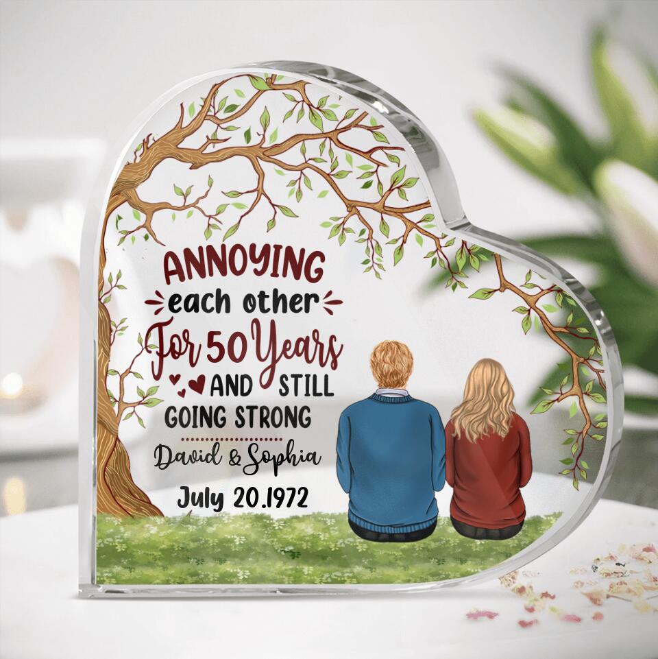 Personalized Couple Crystal Heart Keepsake -  Anniversary Gift Idea For Couple - Annoying Each Other For 50 Years And Still Going Strong