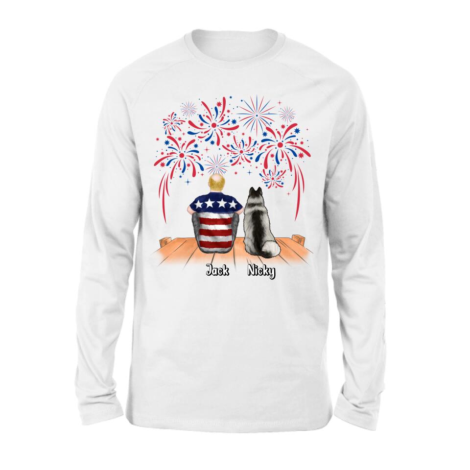 Personalized Independence Day Shirt - Family With Up to 4 Dogs/Cats - Gift Idea For Independence Day/Family/Dog/Cat Lover