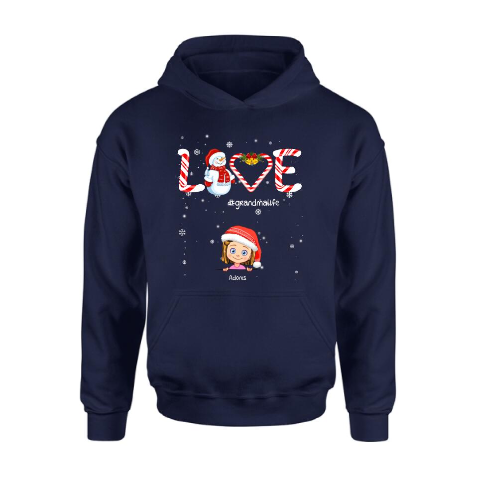 Personalized Christmas Grandmalife Sweatshirt/T-shirt/Hoodie - Up to 6 Kids - Gift Idea For Grandma, Mama