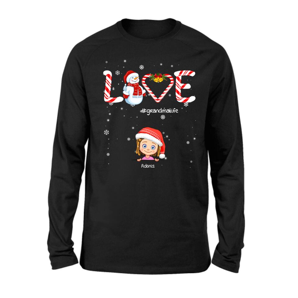 Personalized Christmas Grandmalife Sweatshirt/T-shirt/Hoodie - Up to 6 Kids - Gift Idea For Grandma, Mama