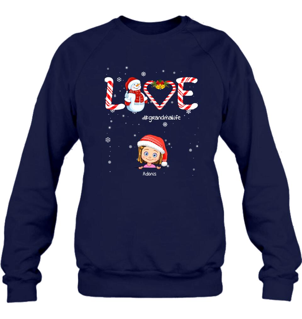 Personalized Christmas Grandmalife Sweatshirt/T-shirt/Hoodie - Up to 6 Kids - Gift Idea For Grandma, Mama