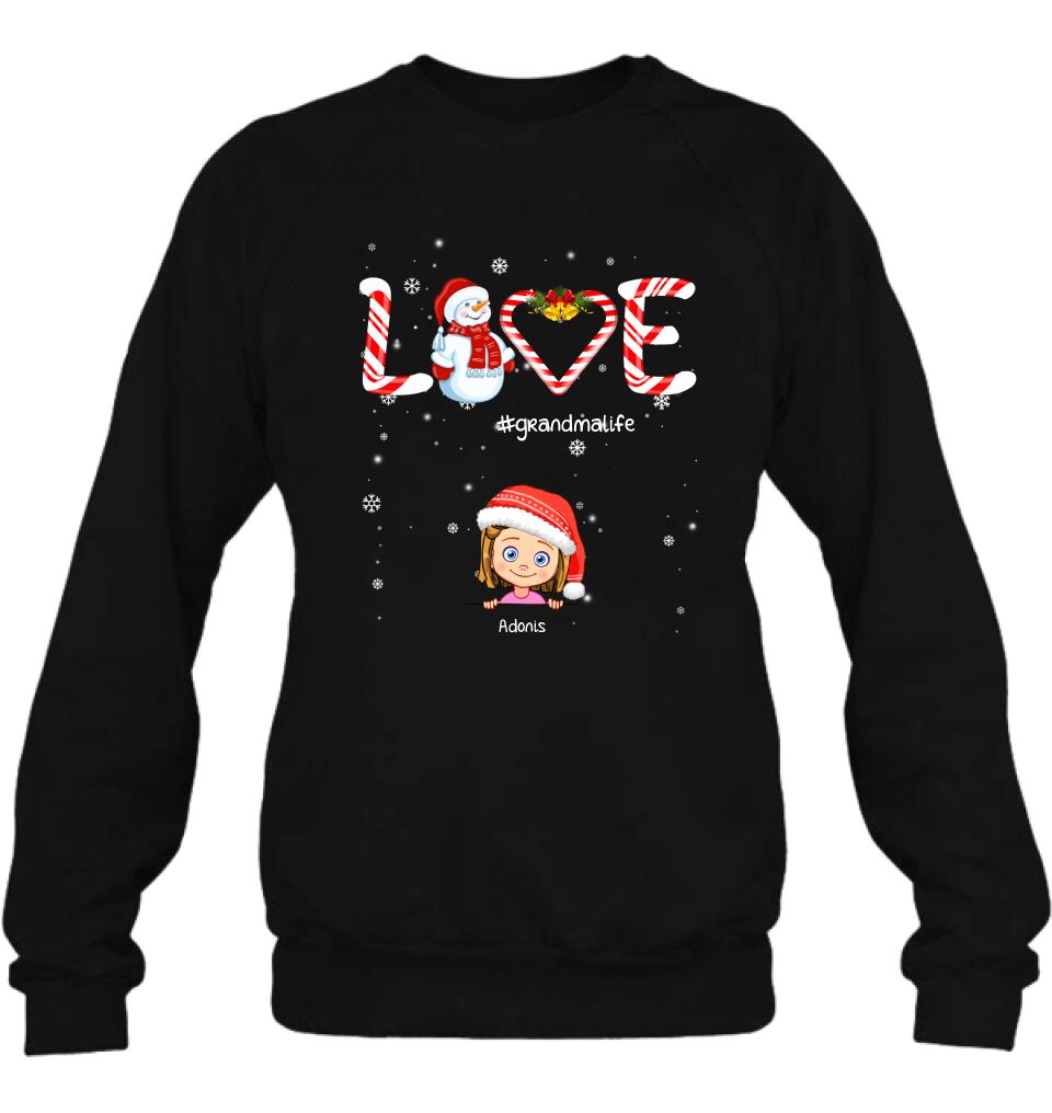 Personalized Christmas Grandmalife Sweatshirt/T-shirt/Hoodie - Up to 6 Kids - Gift Idea For Grandma, Mama