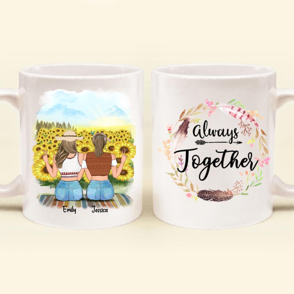 Personalized Coffee Mug - Boho Girls, Up to 3 Girls - Best Gift For Friend -  Always Together