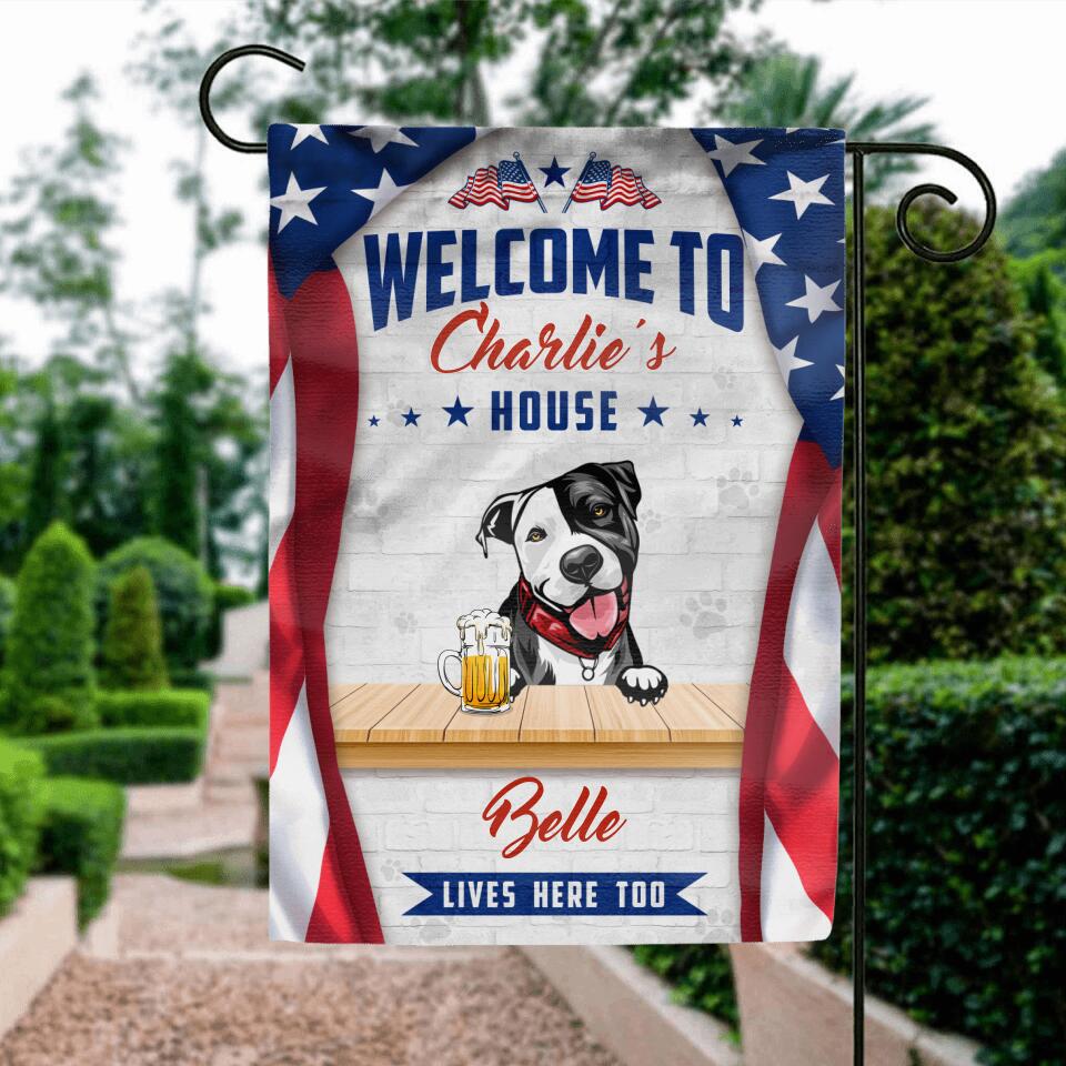 Personalized Dog Flag Sign - Gift Idea For Independence Day/Dog Lover - Welcome To Our Home