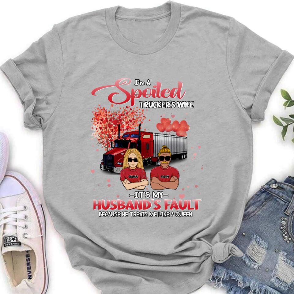Personalized Trucker Shirt - Gift Idea For Trucker/Couple - I'm A Spoiled Trucker's Wife