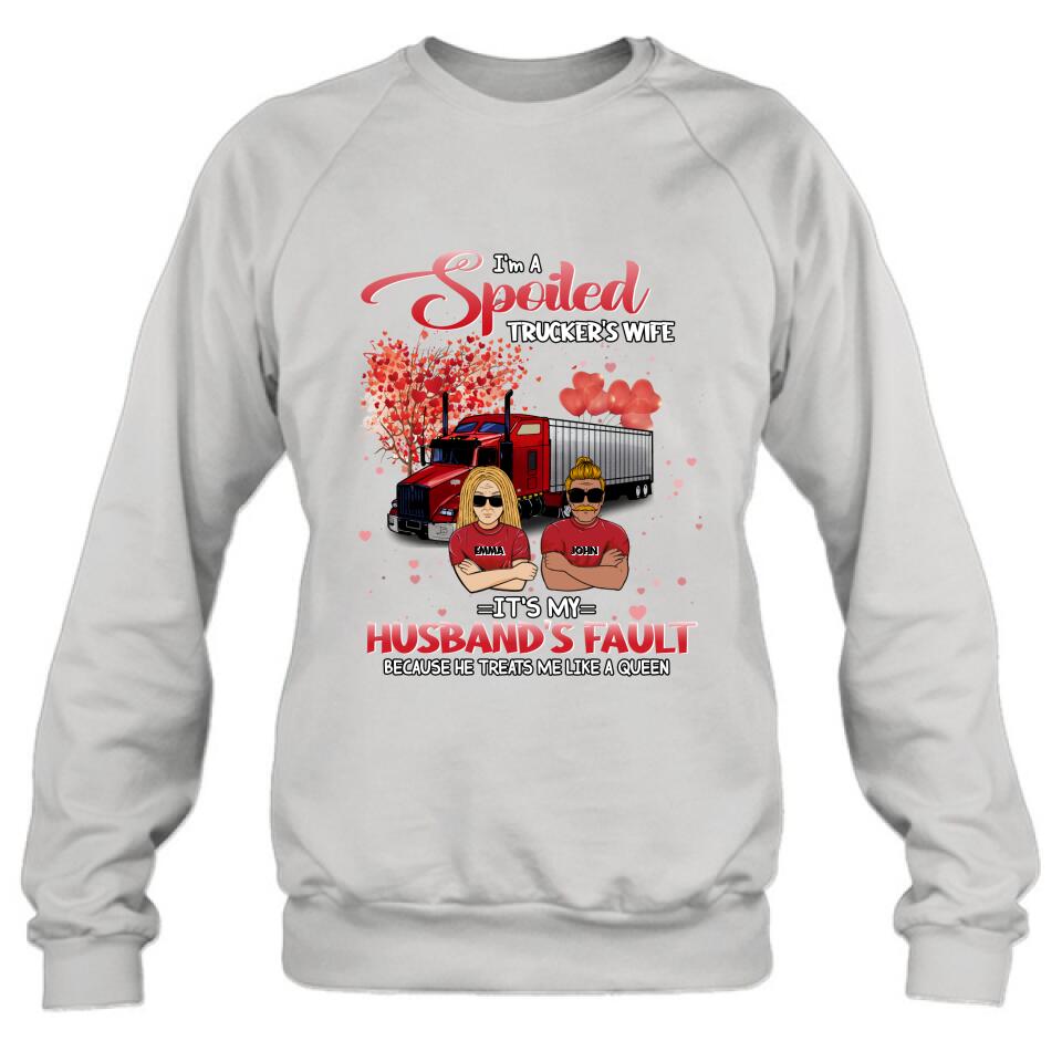 Personalized Trucker Shirt - Gift Idea For Trucker/Couple - I'm A Spoiled Trucker's Wife