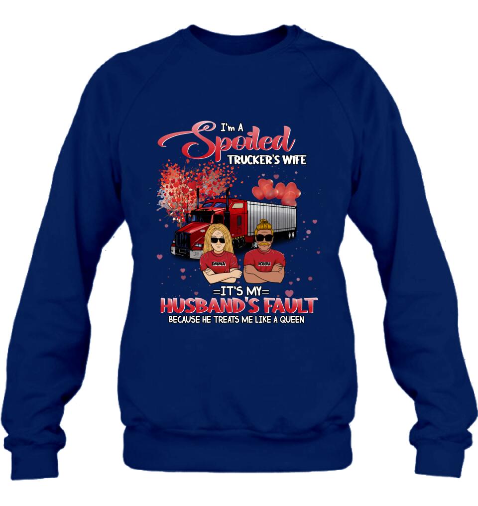 Personalized Trucker Shirt - Gift Idea For Trucker/Couple - I'm A Spoiled Trucker's Wife