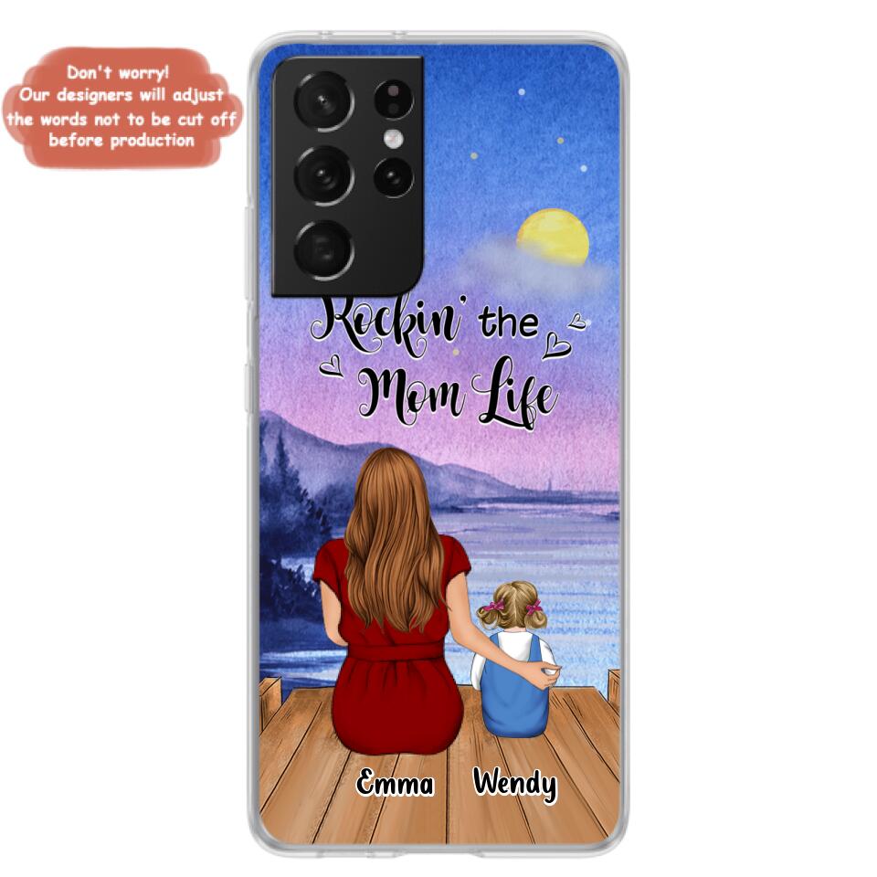Custom Personalized Mom Phone Case - Mom With Upto 5 Children - Best Gift For Mother's Day/Family - Rockin' The Mom Life - Case for iPhone/Samsung