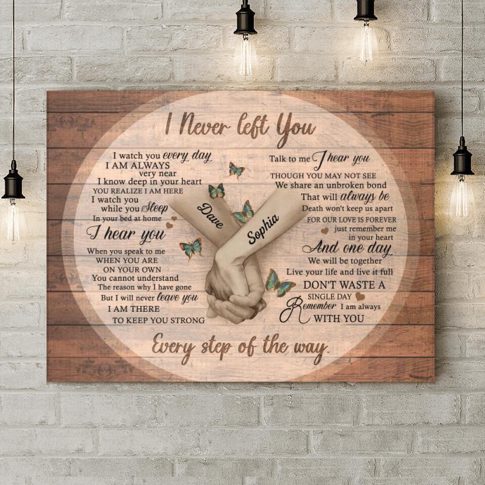 Personalized Never Left You Canvas - Memorial Gift For The Loss Of Loved Ones - Remember I Am Always With You