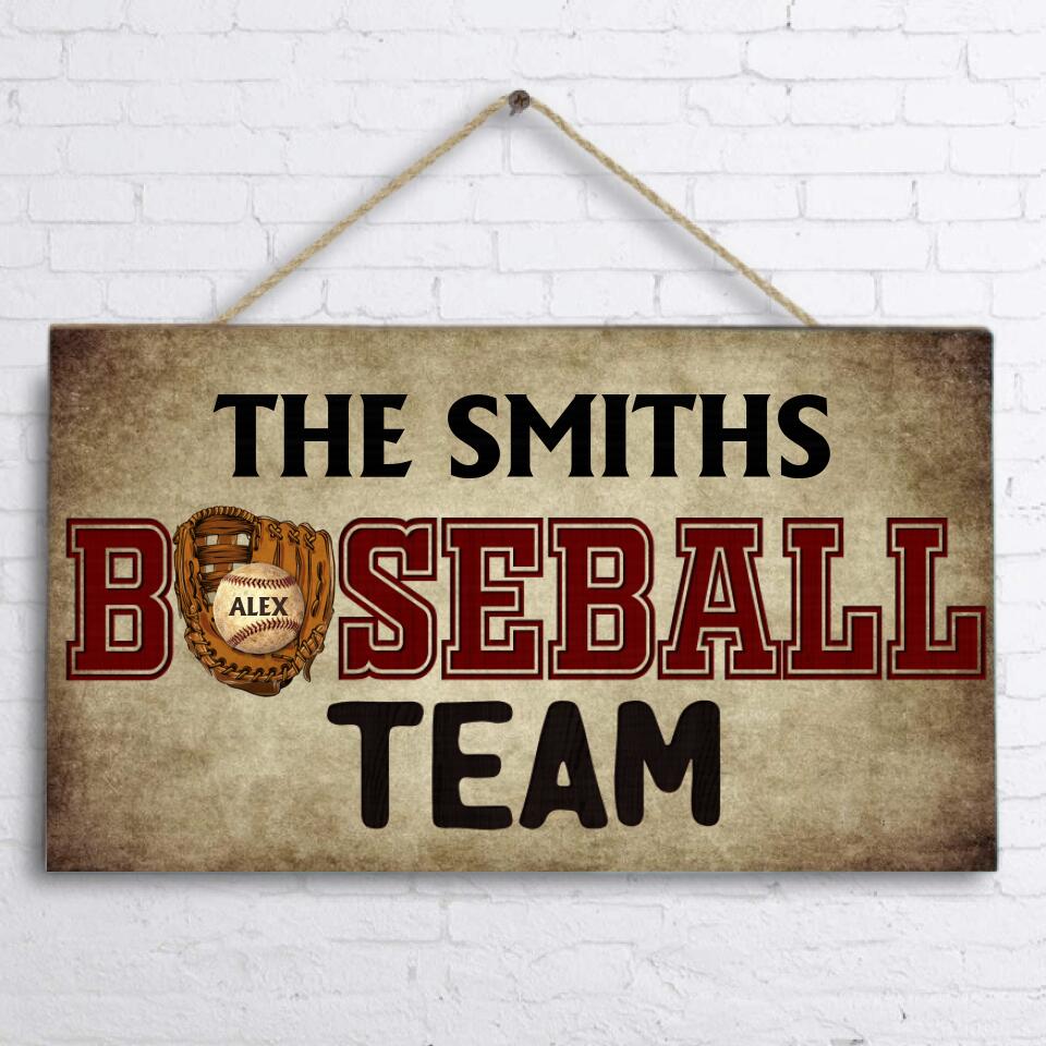 Personalized The Smiths Baseball Team Wooden Sign - Up to 7 Kids - Gift For Father/Baseball Lover - Family Gift Idea