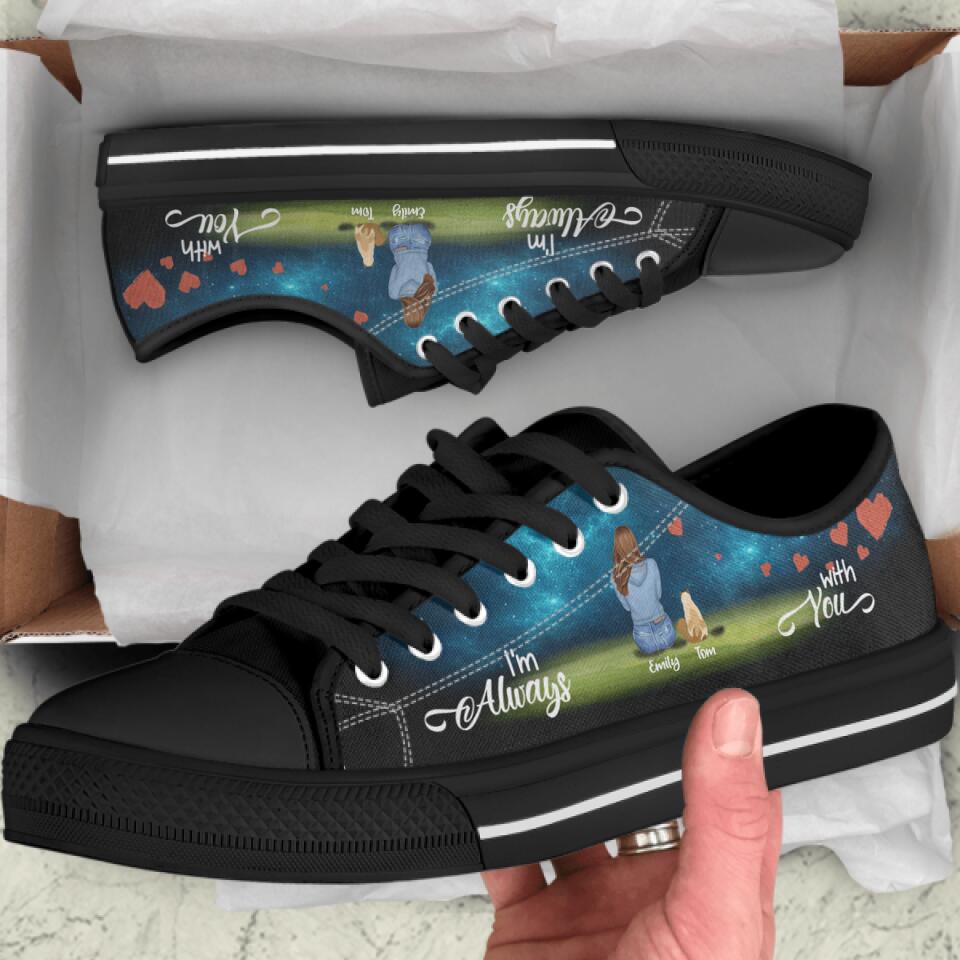 Personalized Couple And Pets Sneakers - Up to 3 Pets - Best Christmas Gift For Dog/Cat Lovers - I'm Always With You - NLWVKS