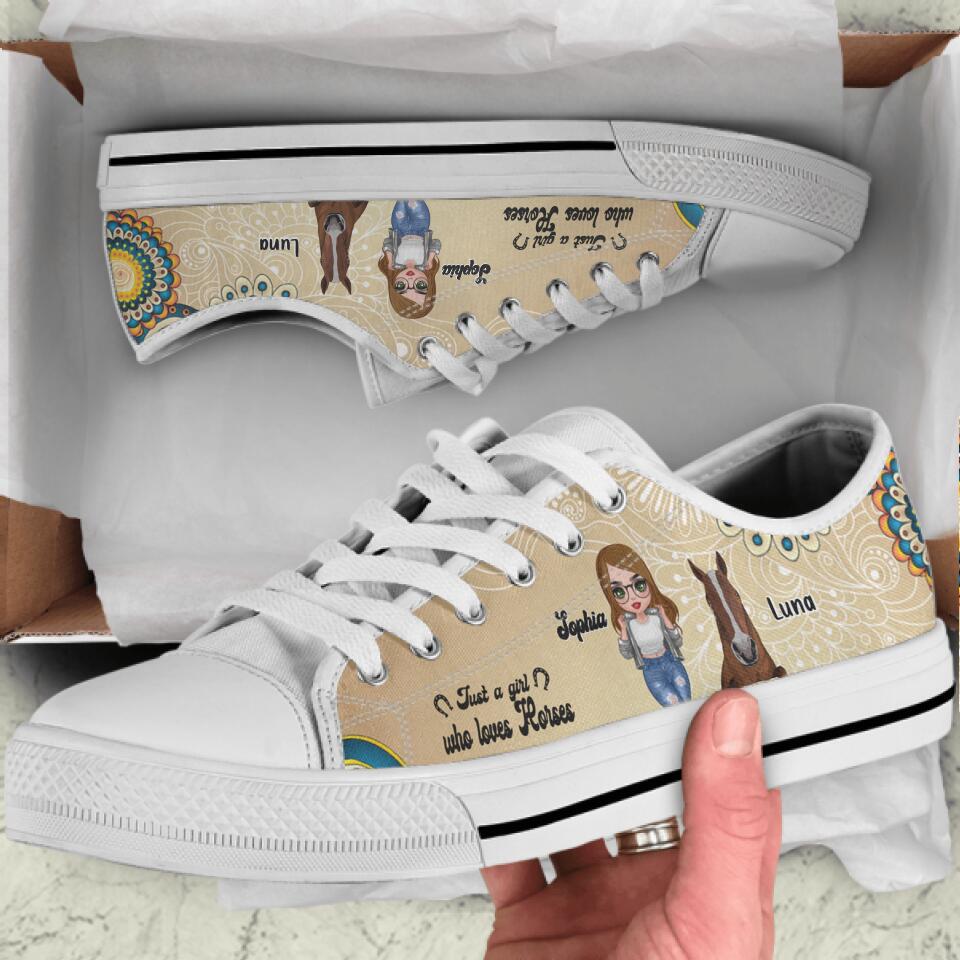 Personalized Horse Girl Sneakers - Up to 4 Horses - Gift Idea For Horse Lover - Just A Girl Who Loves Horses