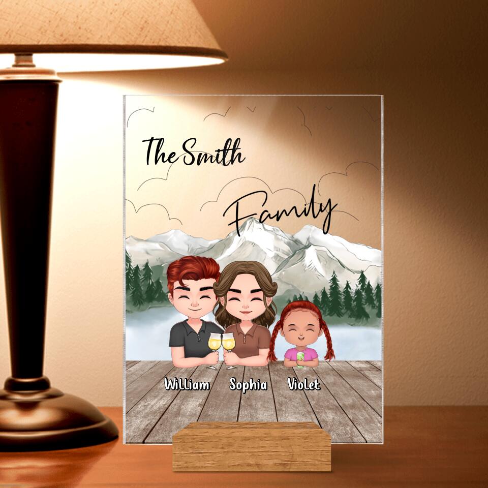 Personalized Family Acrylic Plaque - Up to 4 Adults And 2 Kids - Gift Idea for Father's Day/Mother's Day/Family