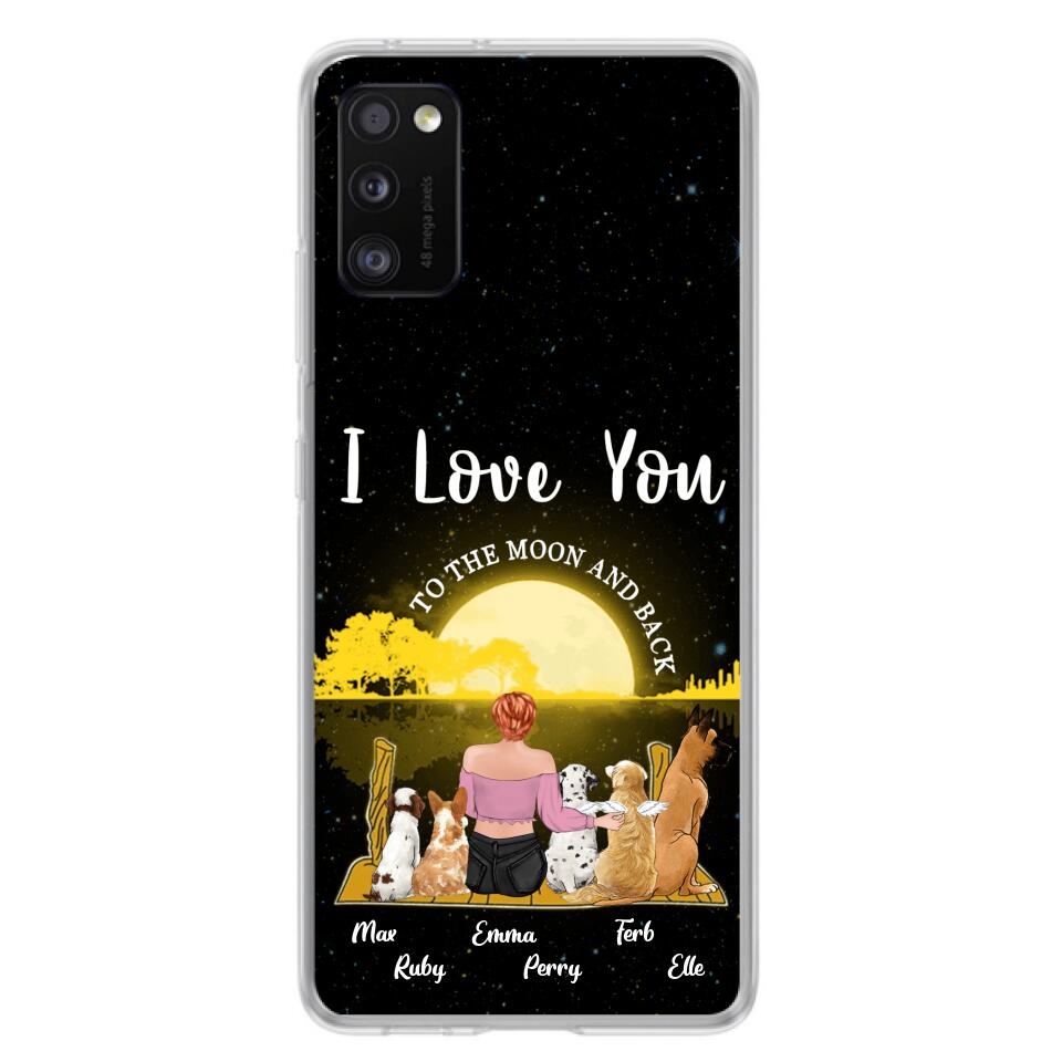 Custom Personalized Girl & Pet Moon Light iPhone & Samsung Case - Gift Idea For Pet Lover with up 5 Pets - I Love You To The Moon and Back