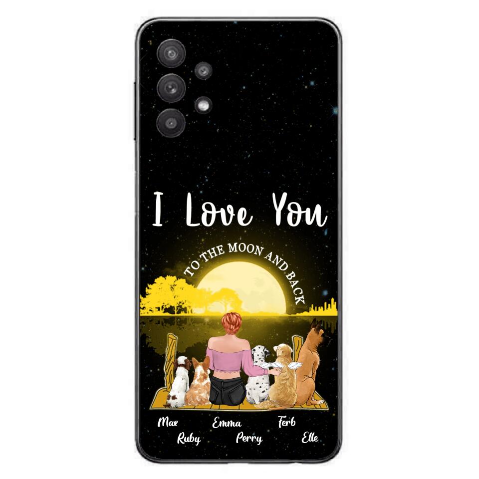 Custom Personalized Girl & Pet Moon Light iPhone & Samsung Case - Gift Idea For Pet Lover with up 5 Pets - I Love You To The Moon and Back