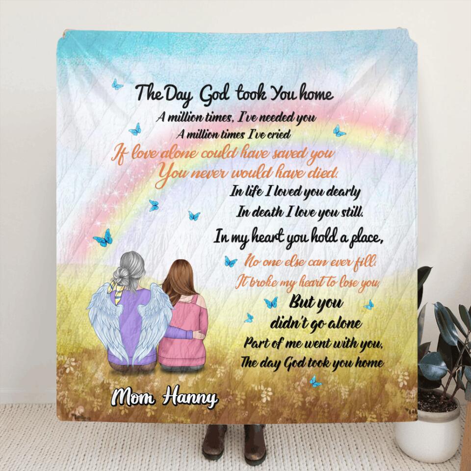 Personalized Memorial Fleece Throw Blanket/Quilt - Memorial Gift Idea - The Day God Took You Home