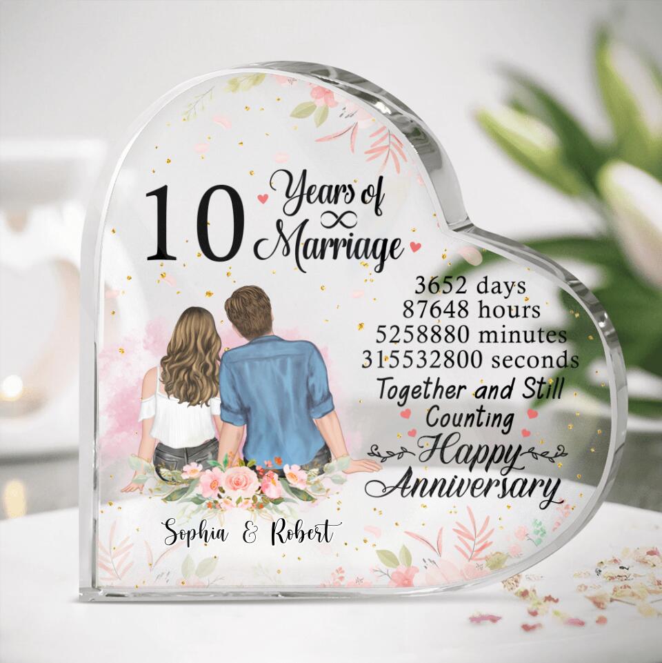 Personalized Couple Anniversary Crystal Heart - Best Gift Idea For Couple/Anniversary - Together And Still Counting Happy Anniversary