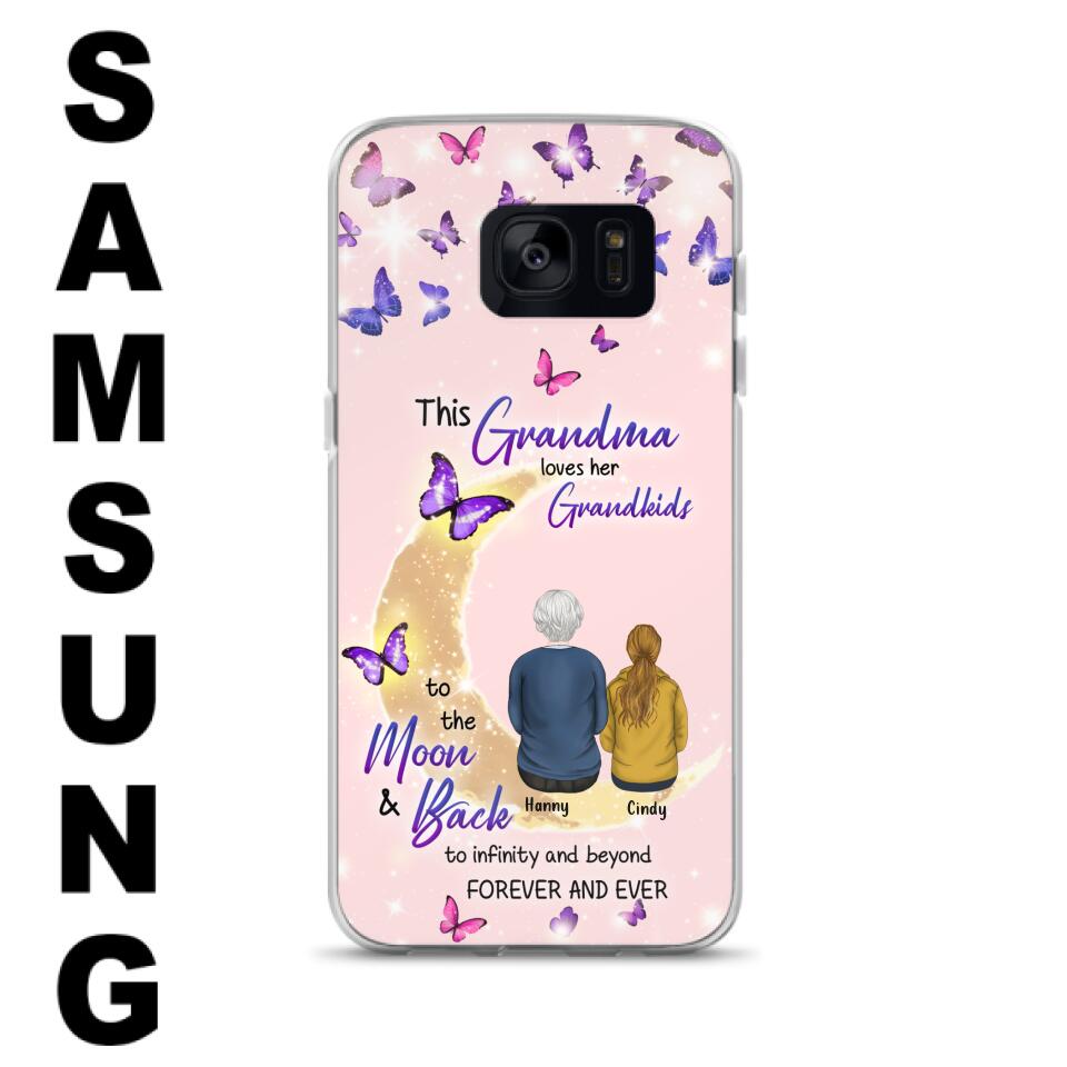 Custom Personalized Grandma Phone Case - Up to 4 Kids - This Grandma Loves Her Grandkids To The Moon And Back