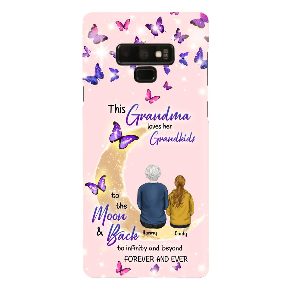 Custom Personalized Grandma Phone Case - Up to 4 Kids - This Grandma Loves Her Grandkids To The Moon And Back