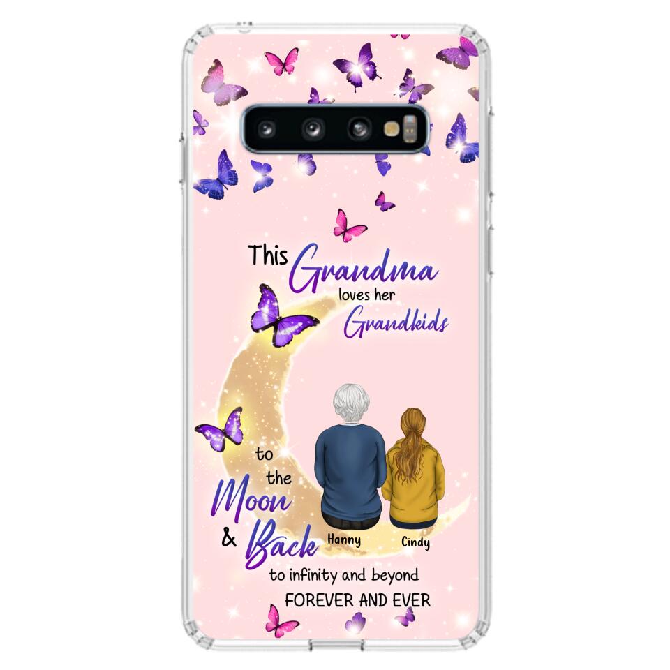 Custom Personalized Grandma Phone Case - Up to 4 Kids - This Grandma Loves Her Grandkids To The Moon And Back