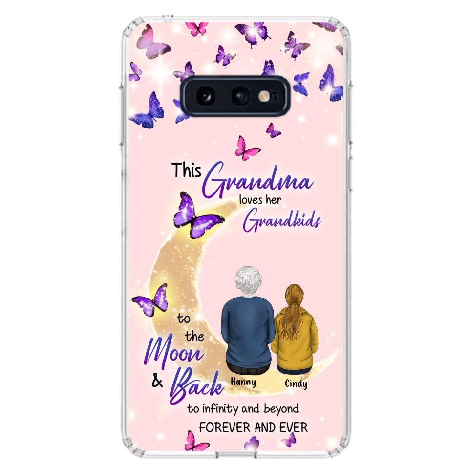 Custom Personalized Grandma Phone Case - Up to 4 Kids - This Grandma Loves Her Grandkids To The Moon And Back