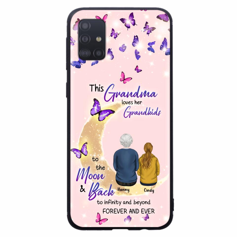 Custom Personalized Grandma Phone Case - Up to 4 Kids - This Grandma Loves Her Grandkids To The Moon And Back