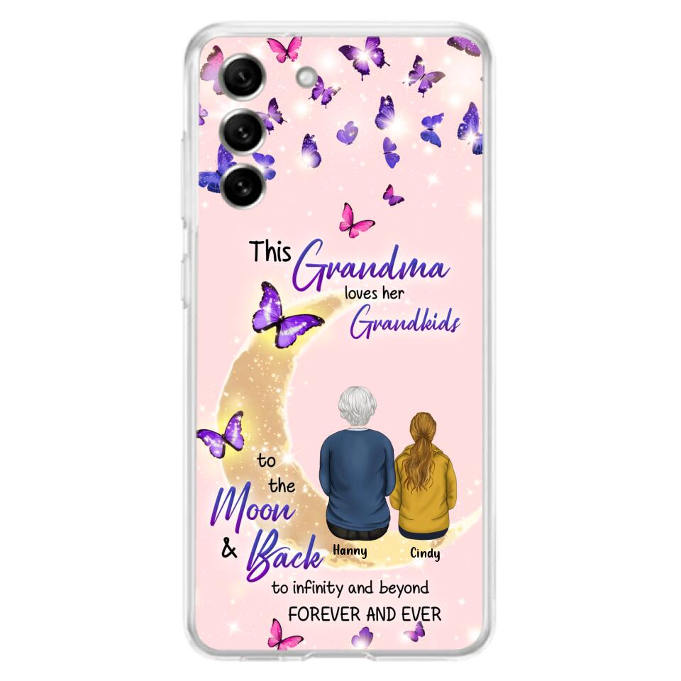 Custom Personalized Grandma Phone Case - Up to 4 Kids - This Grandma Loves Her Grandkids To The Moon And Back