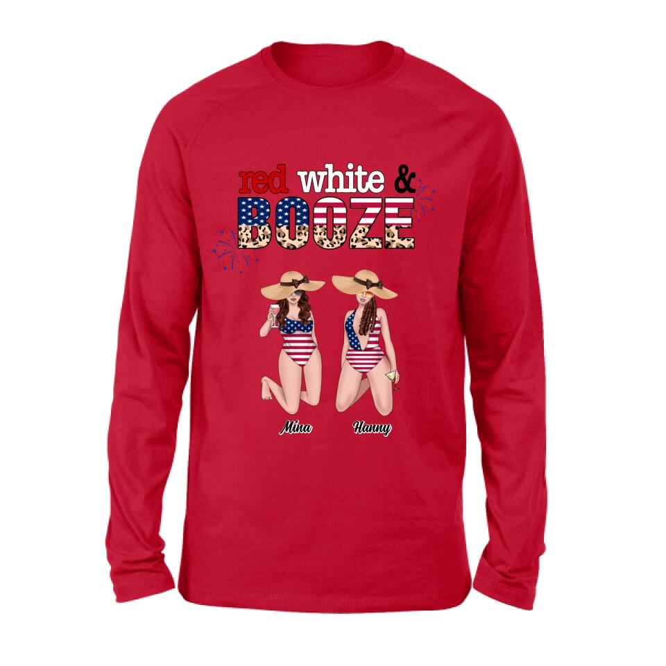 Personalized Friends Shirt/Hoodie - Up to 6 People - Gift Idea For Friends/Independence Day - Red, White And Boozed