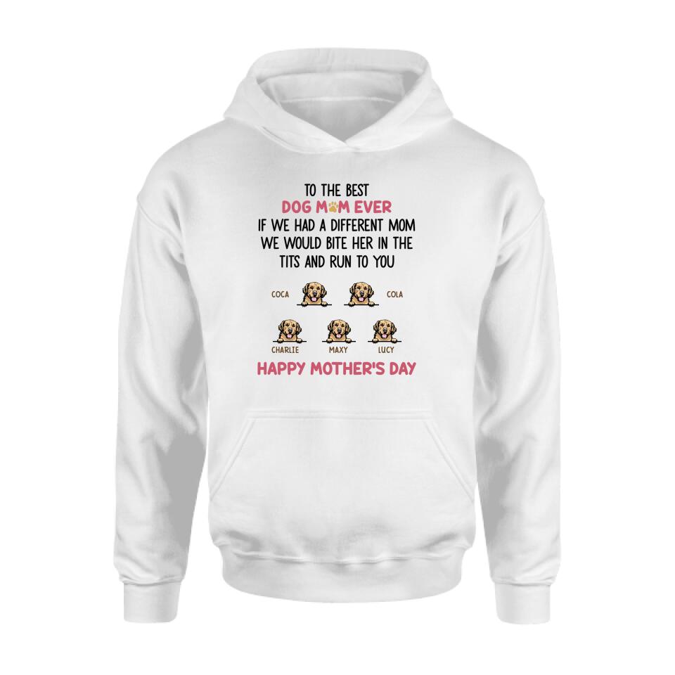 Personalized Dog Unisex T-shirt/Sweatshirt/Hoodie/Long Sleeve Shirt - Gift Idea For Mother's Day with up to 5 Dogs - To The Best Dog Mom Ever